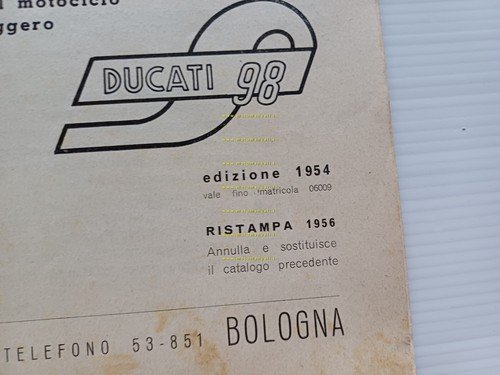 Ducati 98 S Sport 1954-56 catalogo ricambi originale spare parts …