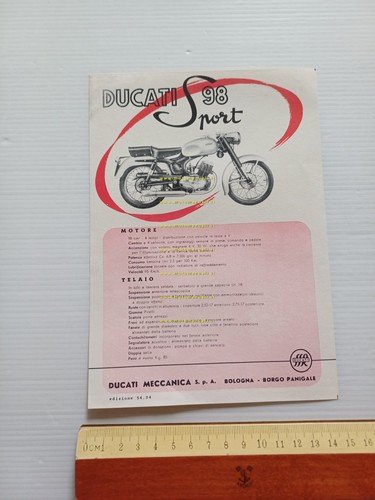 Ducati 98 Sport 1954 depliant ITALIANO originale