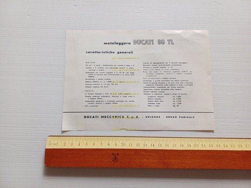 Ducati 98 TL depliant ITALIANO originale anni 50