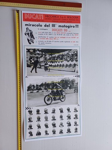 DUCATI 98 Vittoria Motogiro 1955 Degli Antoni RIPRODUZIONE manifesto poster