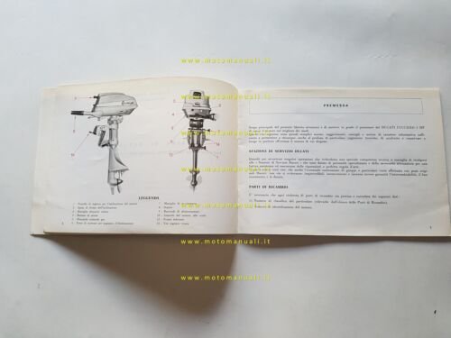 Ducati Cucciolo 5 HP motore Fuoribordo 1967 manuale uso originale …