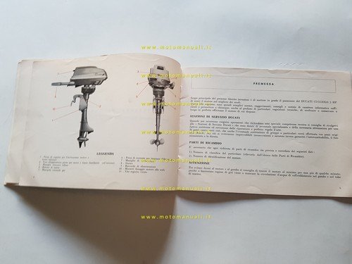 Ducati Cucciolo 5 HP motore Fuoribordo 1972 manuale uso originale …