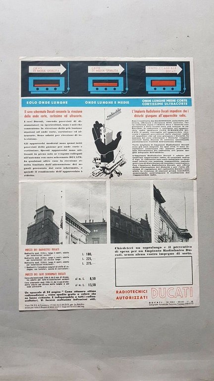DUCATI Elettrotecnica Radiostilo 1938 depliant anteguerra originale brochure