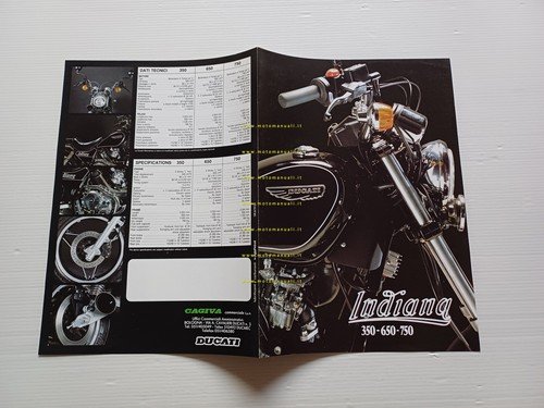 Ducati Indiana 350 650 750 1987 depliant italiano originale