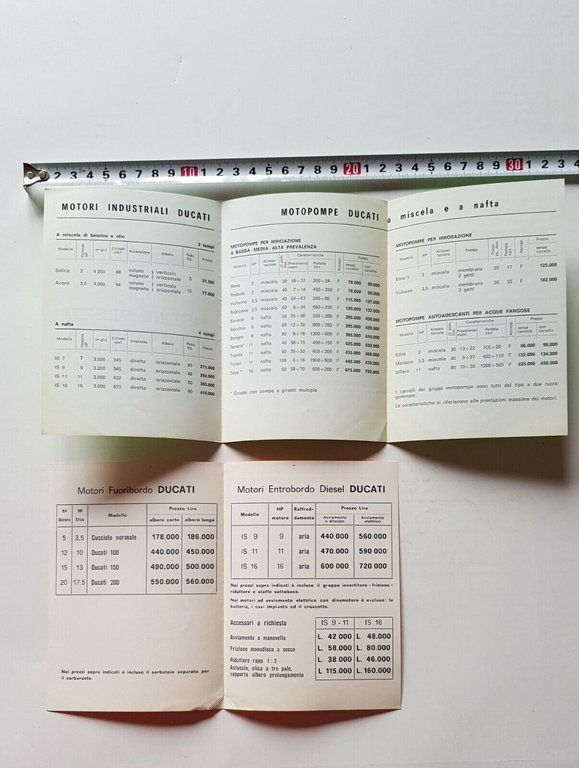 Ducati listini 1975 motori fuoribordo industriali originali no depliant brochure