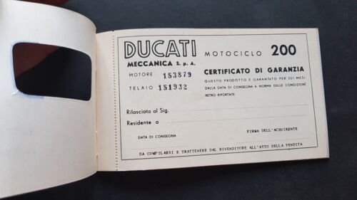 Ducati modelli 200 libretto garanzia originale no depliant brochure