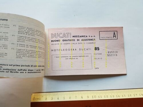 Ducati modelli 85 anni 50-60 libretto tessera garanzia originale no …