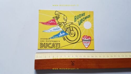 Ducati Motoleggere Buone Vacanze anni 50 cartolina originale