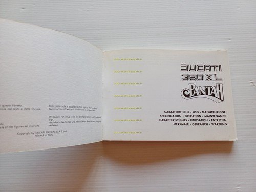 Ducati Pantah 350 XL 1982 manuale uso manutenzione libretto originale