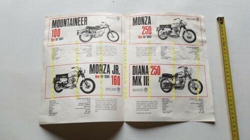 Ducati produzione modelli 1966 depliant originale USA brochure bevel ENGLISH