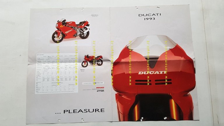 Ducati produzione modelli 1993 depliant poster ORIGINALE inglese