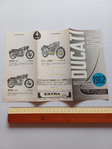 Ducati produzione modelli moto 1962 depliant originale italiano