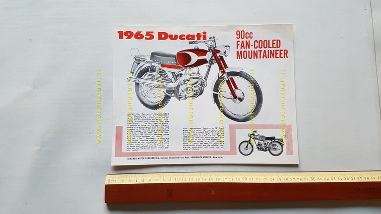 Ducati produzione modelli USA 1965 depliant originale inglese moto brochure
