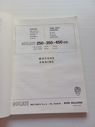 Ducati tutti modelli 250-350-450-Desmo 1968-73 catalogo ricambi Motore COPIA