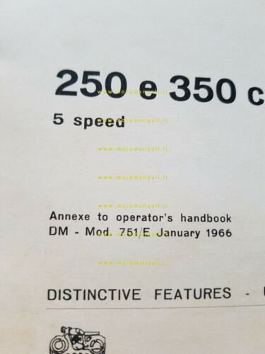 Ducati tutti modelli 250-350 5V 1967 varianti al manuale uso …
