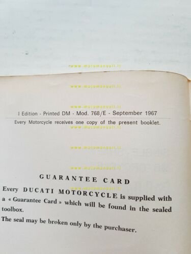Ducati tutti modelli 250-350 5V 1967 varianti al manuale uso …