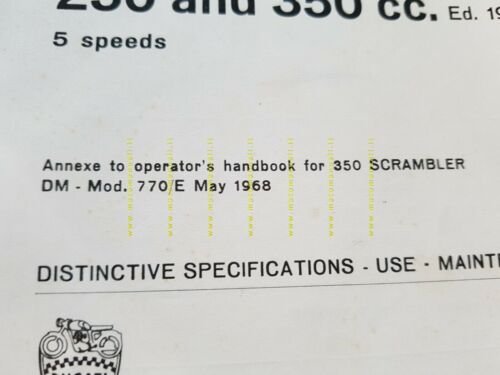 Ducati tutti modelli 250-350 5V 1968 varianti manuale uso Scrambler …