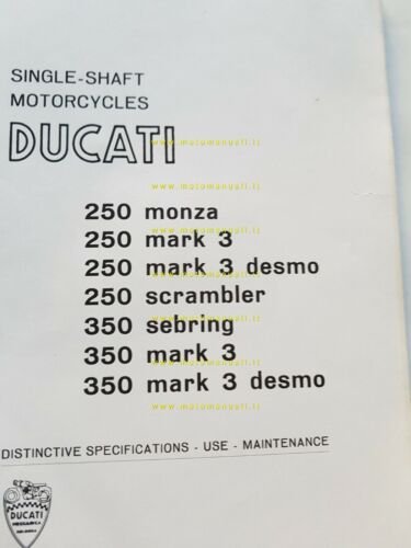 Ducati tutti modelli 250-350 5V 1968 varianti manuale uso Scrambler …
