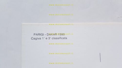 Edi Orioli Cagiva Vincitore Paris-Dakar 1990 cartolina pubblicitaria originale