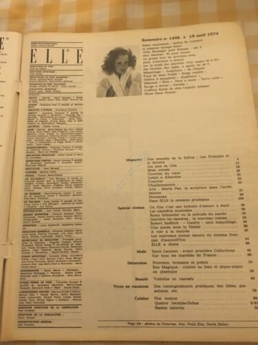 ELLE FRANCE Rivista Magazine 19 Agosto 1974 n.1496 Michele Delacroix