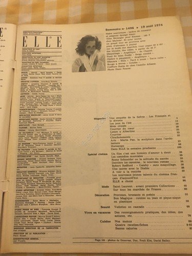 ELLE FRANCE Rivista Magazine 19 Agosto 1974 n.1496 Michele Delacroix