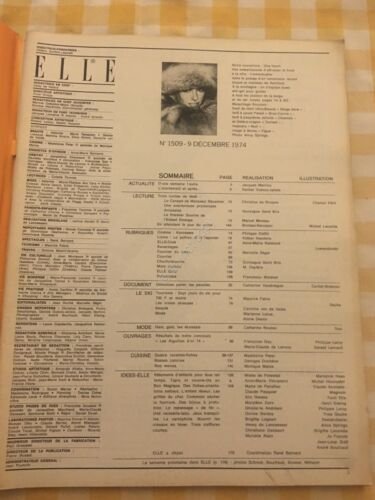 ELLE FRANCE Rivista Magazine 9 Dicembre 1974 n.1509