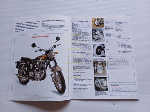 Enfield Bullett 350 Standard - Deluxe depliant italiano originale