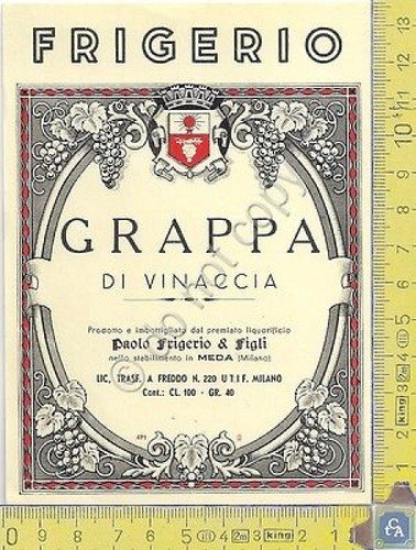 Etichetta - Label - Grappa di VInaccia - FRIGERIO & … | Immagine principale