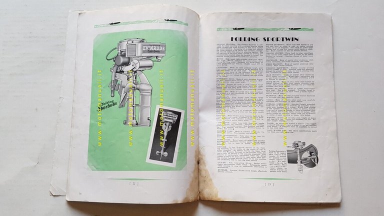 Evinrude 1929 produzione motori fuoribordo originale USA depliant