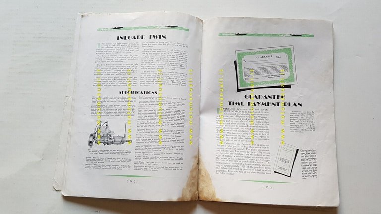 Evinrude 1929 produzione motori fuoribordo originale USA depliant