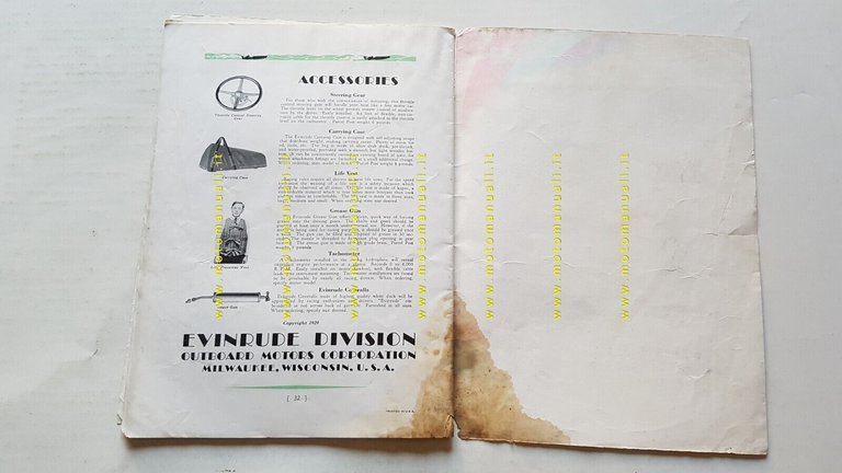 Evinrude 1929 produzione motori fuoribordo originale USA depliant