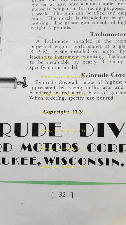 Evinrude 1929 produzione motori fuoribordo originale USA depliant