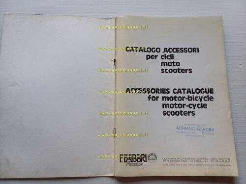 Fabbri catalogo generale accessori Vespa Ciao ciclomotori moto 1988 originale