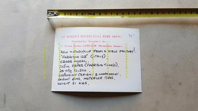 Fabrizio-Aspes 125 Cross 1975 foto originale cartella stampa no depliant …