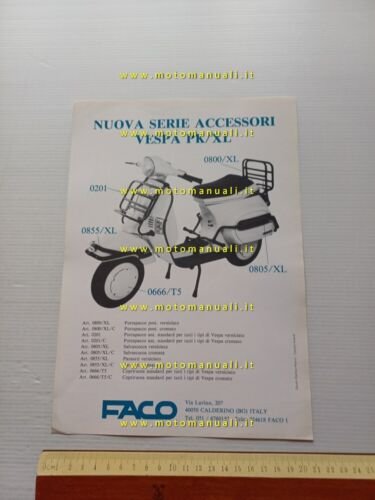 FACO accessori Vespa PK XL anni 80 depliant originale