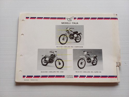 Fantic 50 Caballero Regolarità Casa -Super -Competizione 4M-6M catalogo ricambi