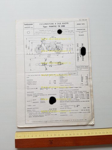 Fantic 50 Gran Turismo TX 240 1976 scheda omologazione DGM …