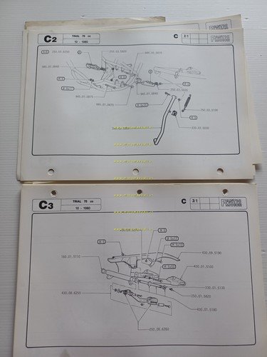 Fantic 75 Trial 1980-81 catalogo ricambi originale spare parts catalogue
