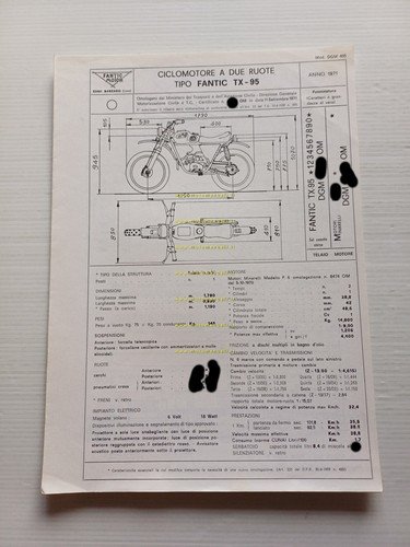 Fantic Caballero 50 Competition 6M TX 95 1971 Facsimile scheda …