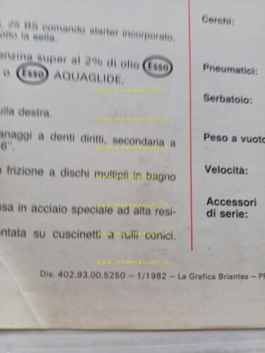 Fantic Motor 125 RSX 1982 depliant originale inglese brochure