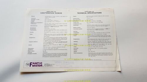 Fantic Motor 125 RSX 1984 depliant moto ITALIANO originale brochure