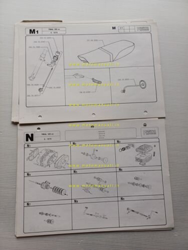 Fantic Motor 125 Trial 1979 2 cataloghi ricambi originali parts …