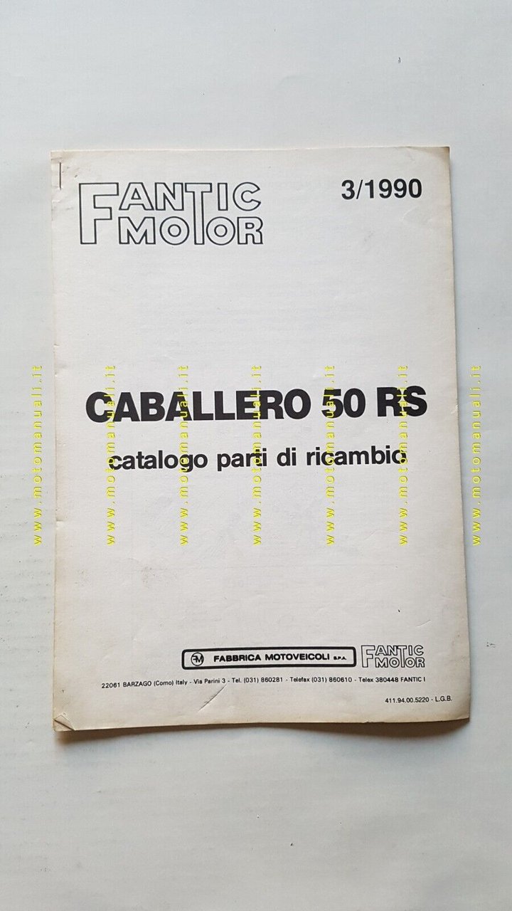 Fantic Motor CABALLERO 50 RS 1990 catalogo ricambi originale