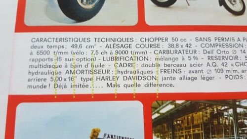 Fantic Motor Chopper 50 1973 depliant originale FRENCH brochure