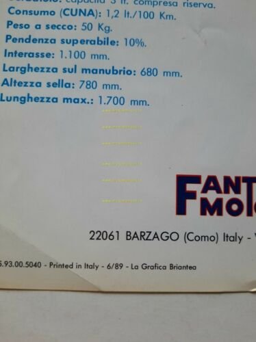 Fantic Motor JOY 50 1989 depliant originale ITALIANO brochure