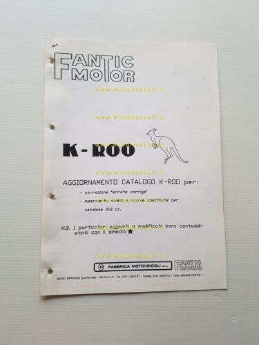 Fantic Motor K-ROO 212 TRIAL AGGIORNAMENTO 1991 catalogo ricambi originale