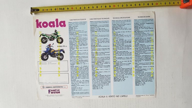 Fantic Motor Koala 50 1989 depliant moto originale brochure