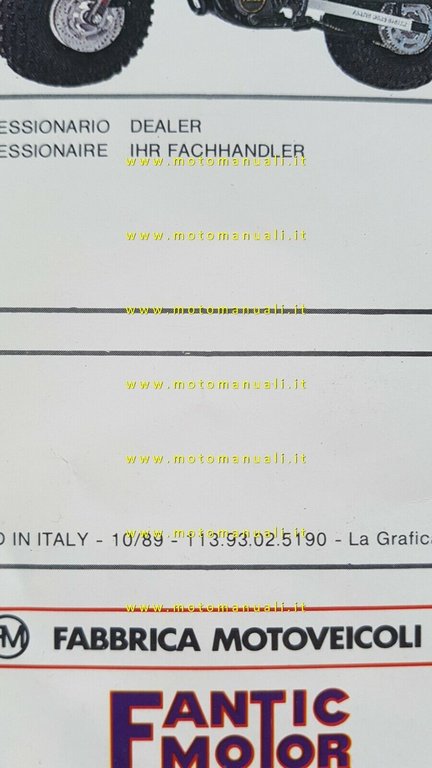 Fantic Motor Koala 50 1989 depliant moto originale brochure