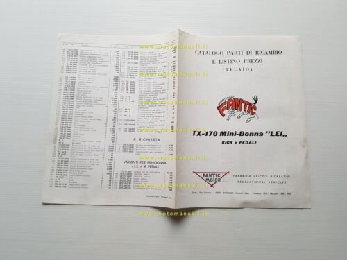 Fantic Motor Lei 50 TX 170 Kick-Pedali 1974 catalogo ricambi …