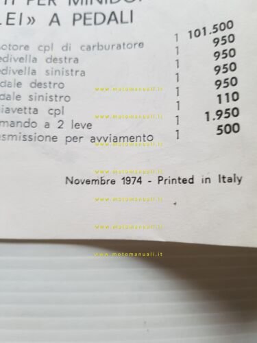 Fantic Motor Lei 50 TX 170 Kick-Pedali 1974 catalogo ricambi …